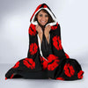 Red Lips Kiss Print Pattern Hooded Blanket-grizzshop