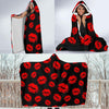 Red Lips Kiss Print Pattern Hooded Blanket-grizzshop