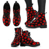 Red Lips Kiss Print Pattern Men Women Leather Boots-grizzshop