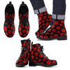 Red Lips Kiss Print Pattern Men Women Leather Boots-grizzshop