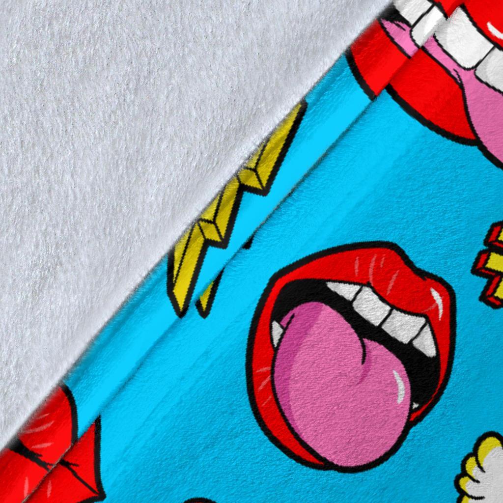 Red Lips Lipstick Pattern Print Blanket-grizzshop