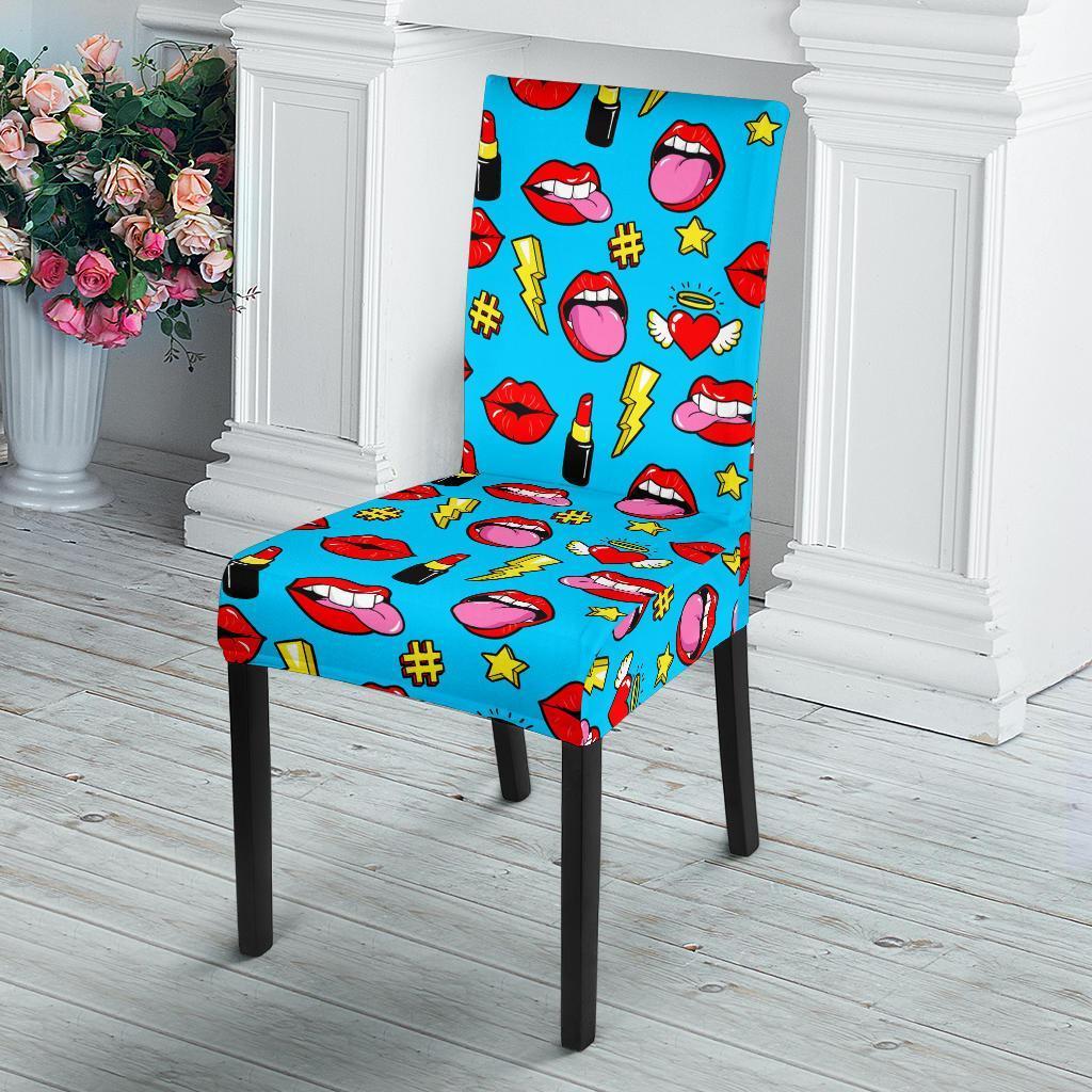 Red Lips Lipstick Pattern Print Chair Cover-grizzshop