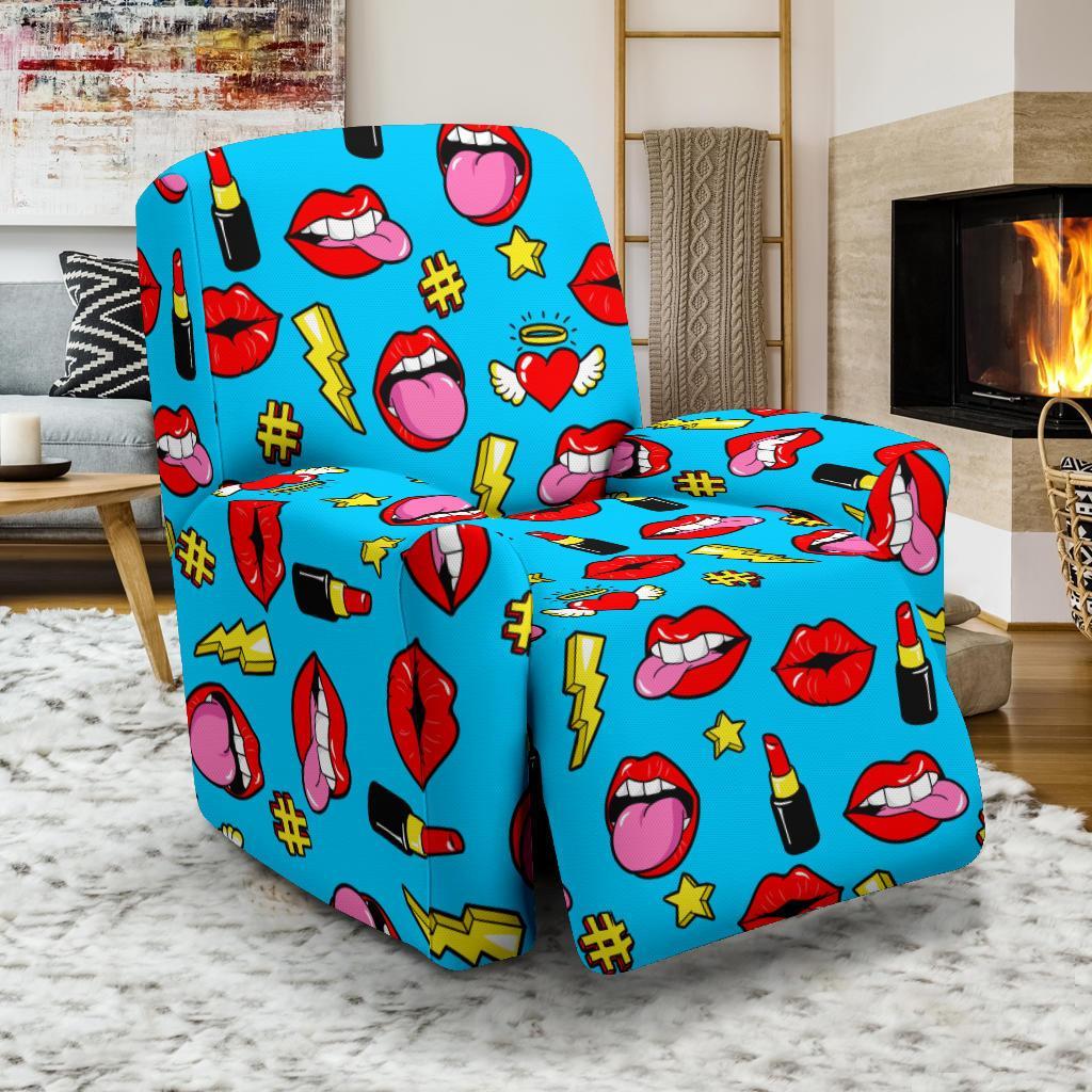 Red Lips Lipstick Pattern Print Recliner Cover-grizzshop