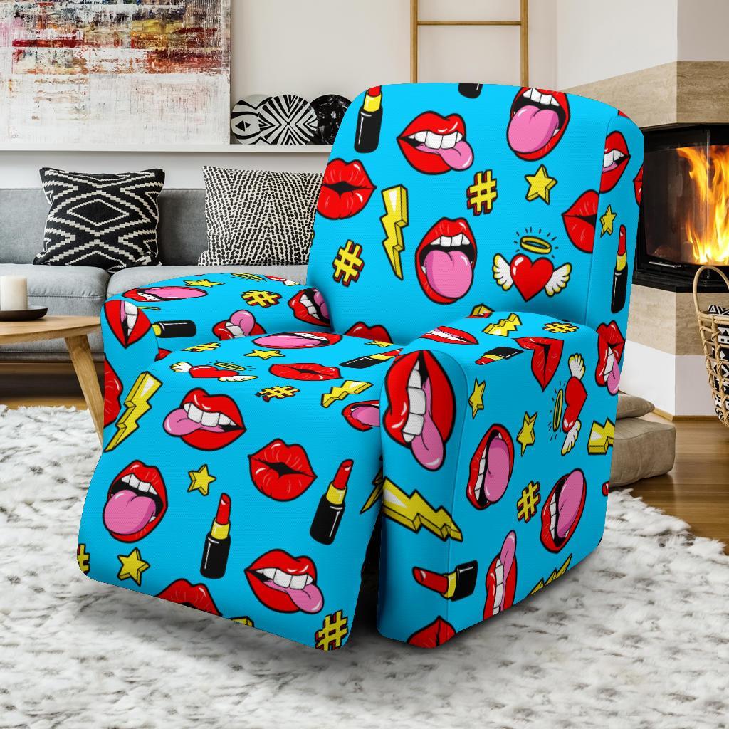 Red Lips Lipstick Pattern Print Recliner Cover-grizzshop