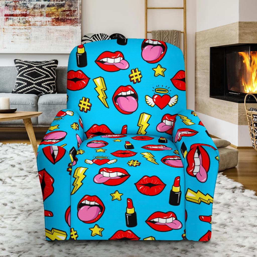 Red Lips Lipstick Pattern Print Recliner Cover-grizzshop