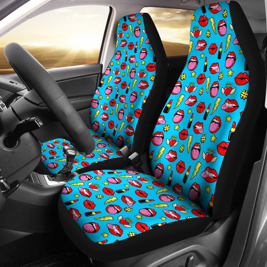 Red Lips Lipstick Pattern Print Universal Fit Car Seat Cove-grizzshop