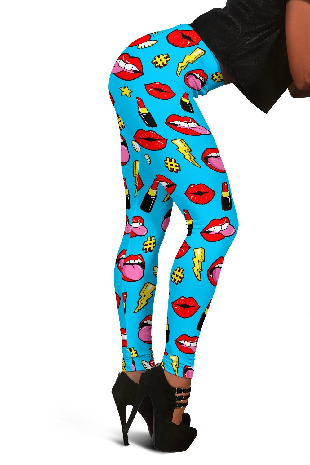 Red Lips Lipstick Print Pattern Women Leggings-grizzshop