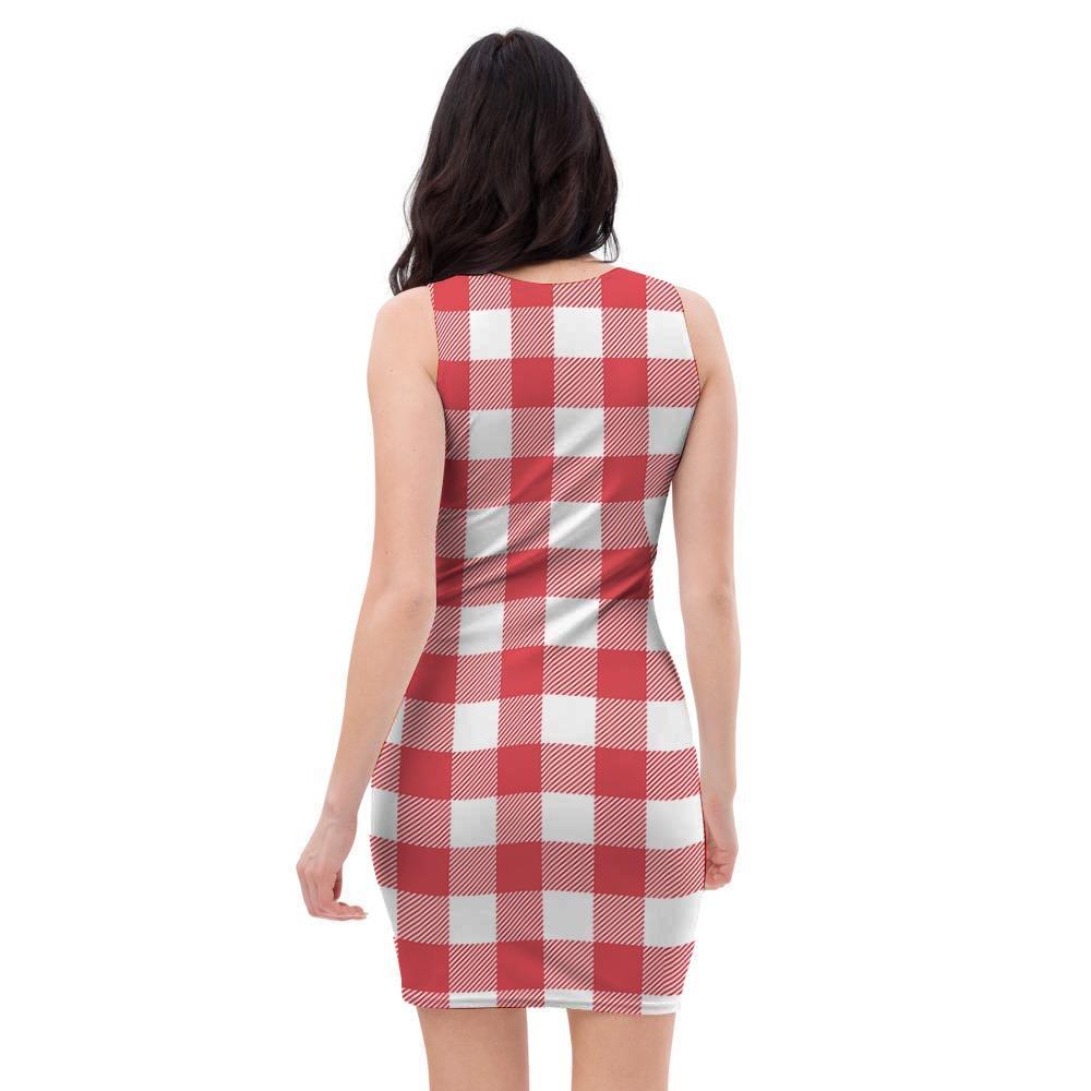 Red Lumberjack Bodycon Dress-grizzshop
