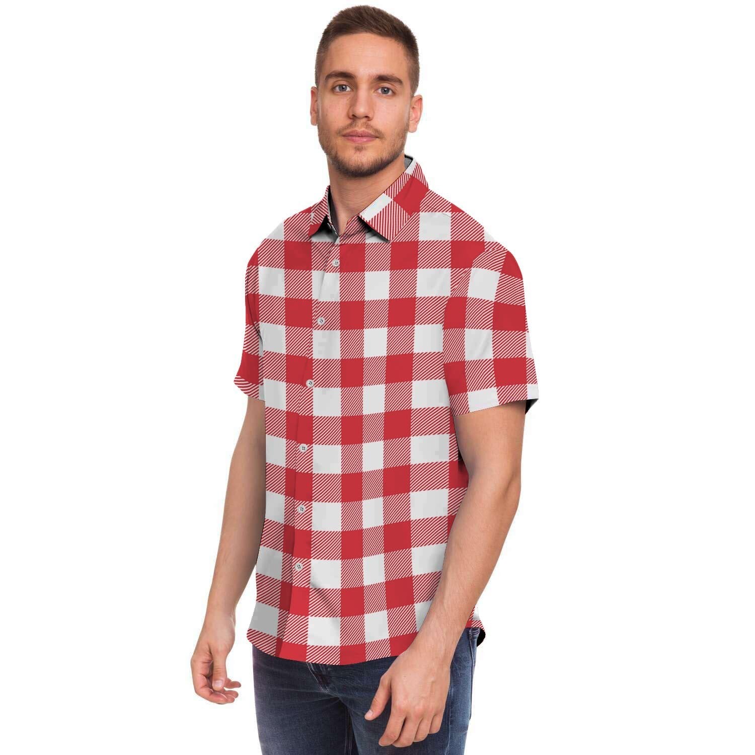 Red Lumberjack Men's Short Sleeve Shirt-grizzshop
