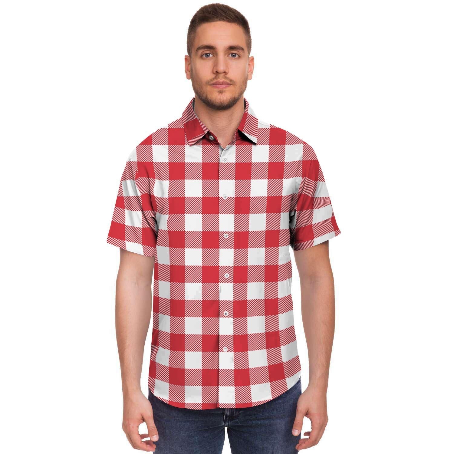 Red Lumberjack Men's Short Sleeve Shirt-grizzshop