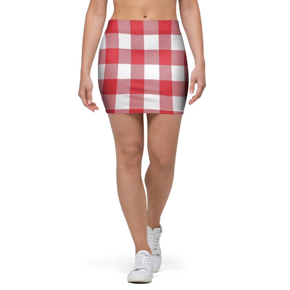 Red Lumberjack Mini Skirt-grizzshop