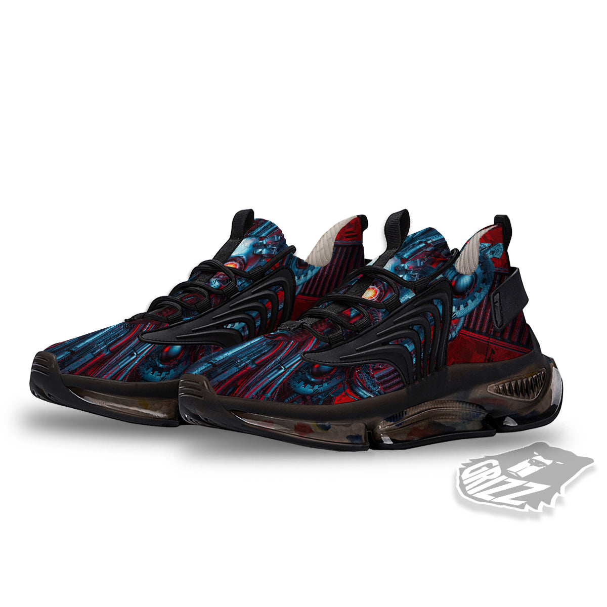 Red Machine Robot Print Black Gym Shoes-grizzshop