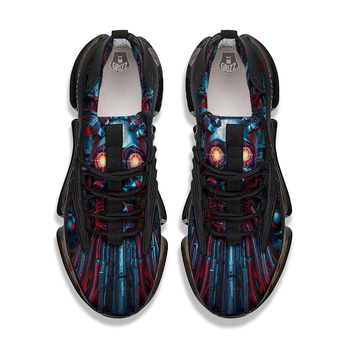 Red Machine Robot Print Black Gym Shoes-grizzshop