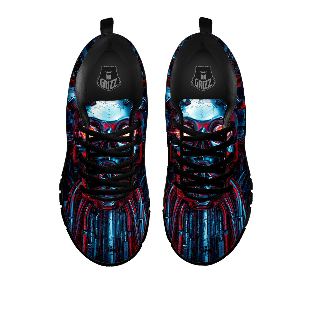 Red Machine Robot Print Black Sneaker-grizzshop