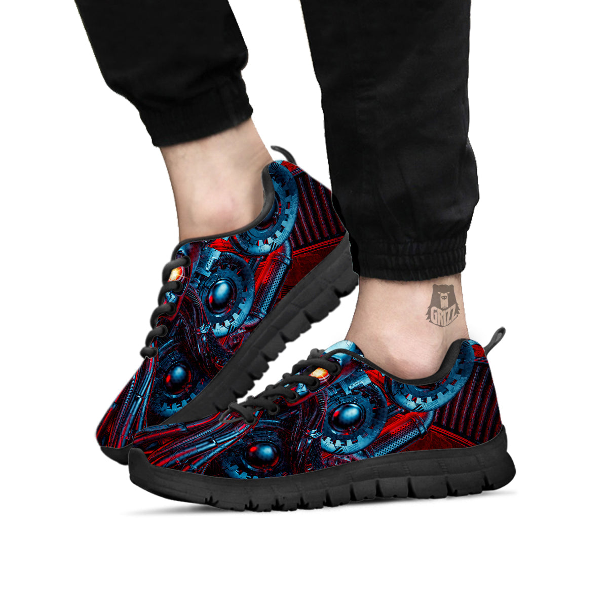 Red Machine Robot Print Black Sneaker-grizzshop