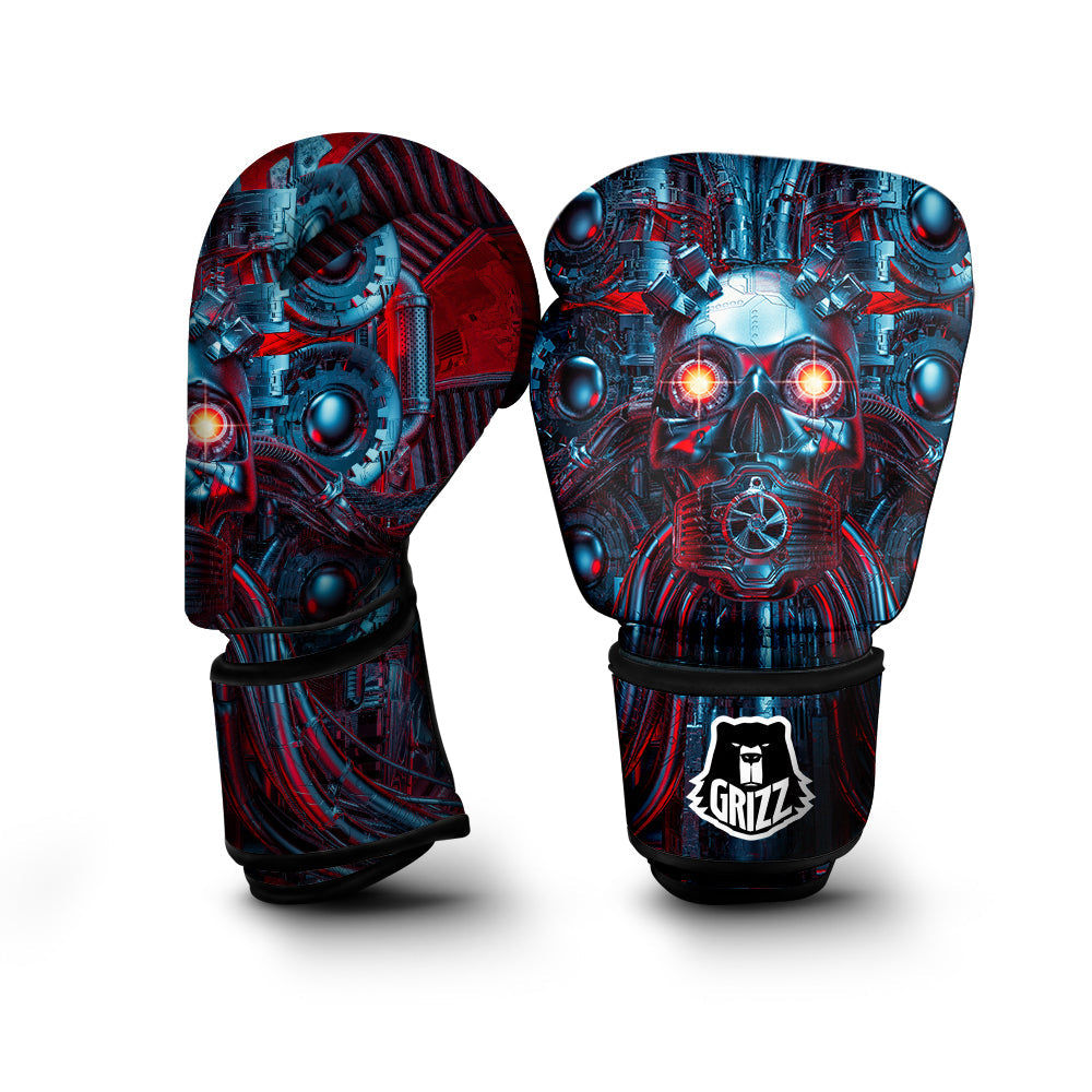 Red Machine Robot Print Boxing Gloves-grizzshop