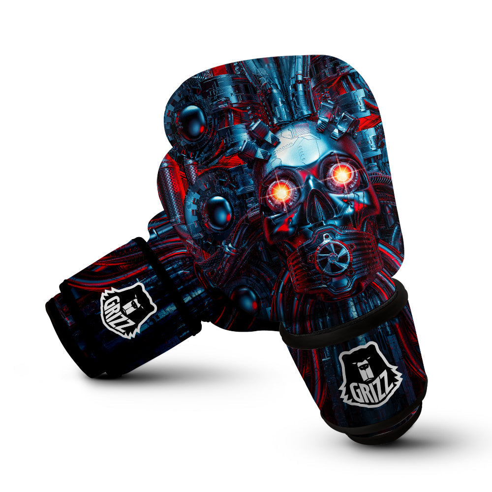 Red Machine Robot Print Boxing Gloves-grizzshop