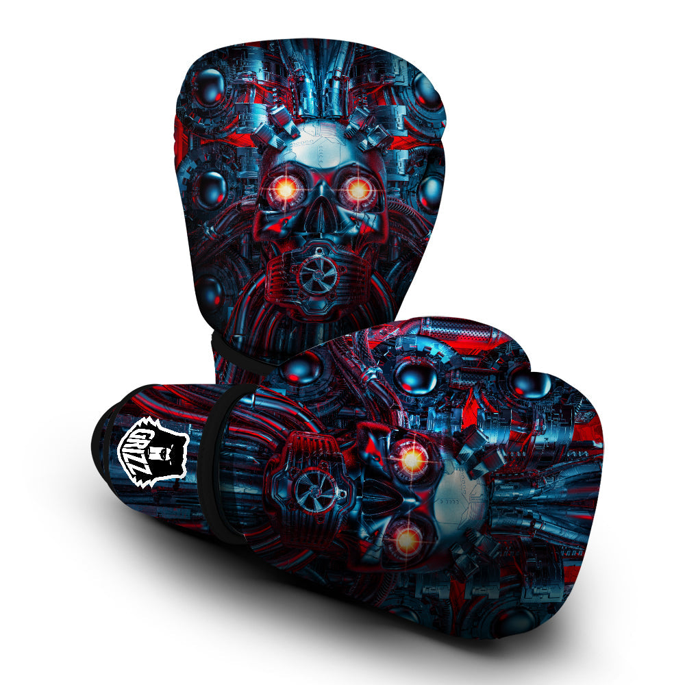 Red Machine Robot Print Boxing Gloves-grizzshop