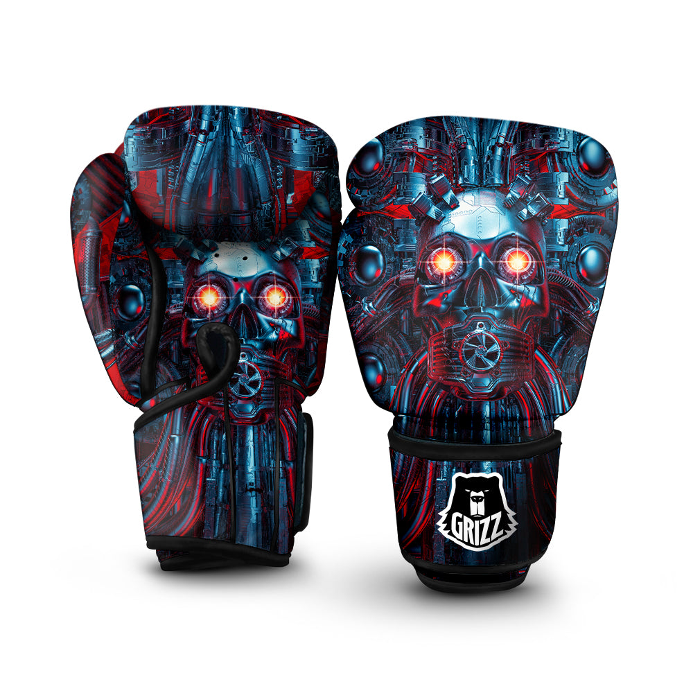 Red Machine Robot Print Boxing Gloves-grizzshop