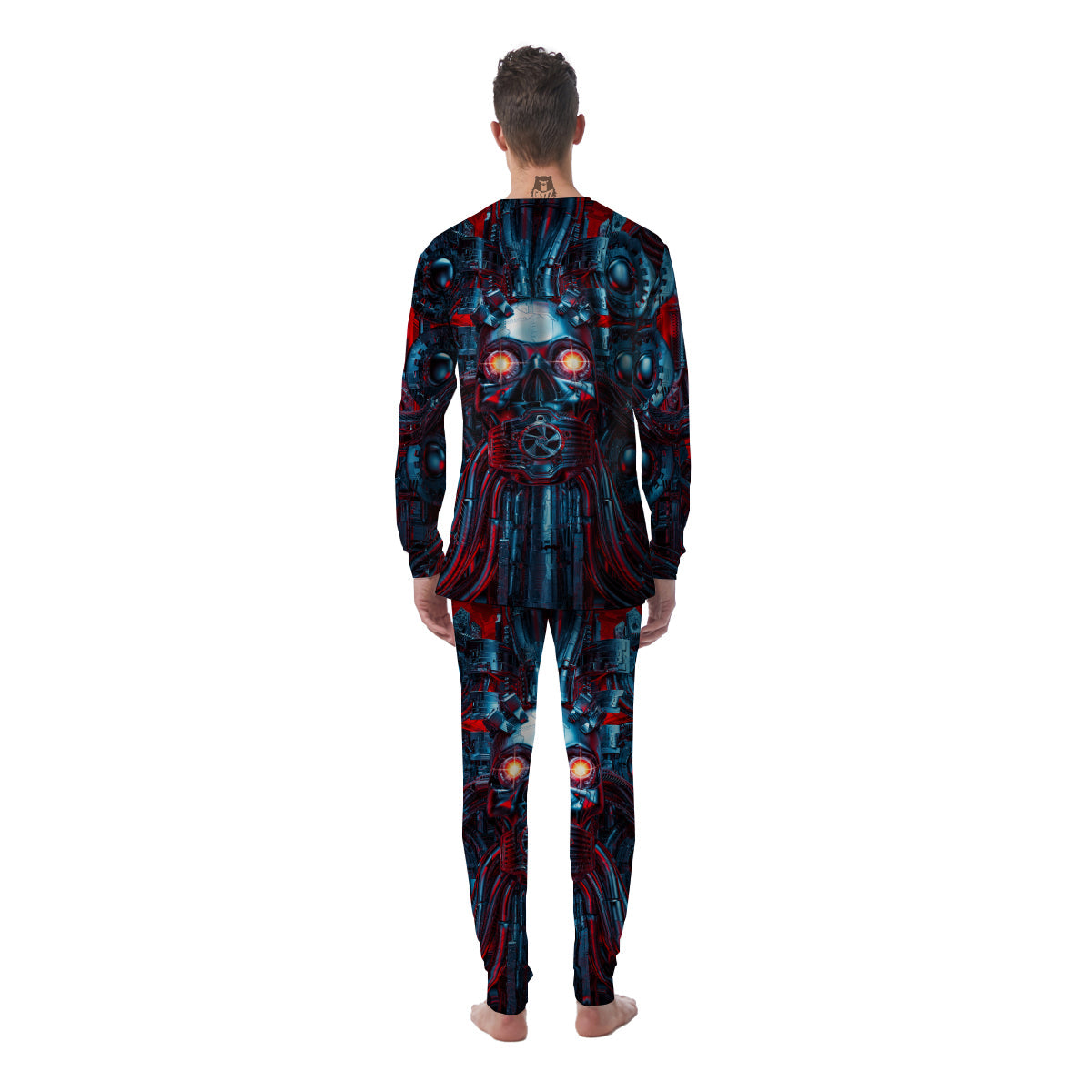 Red Machine Robot Print Men's Pajamas-grizzshop