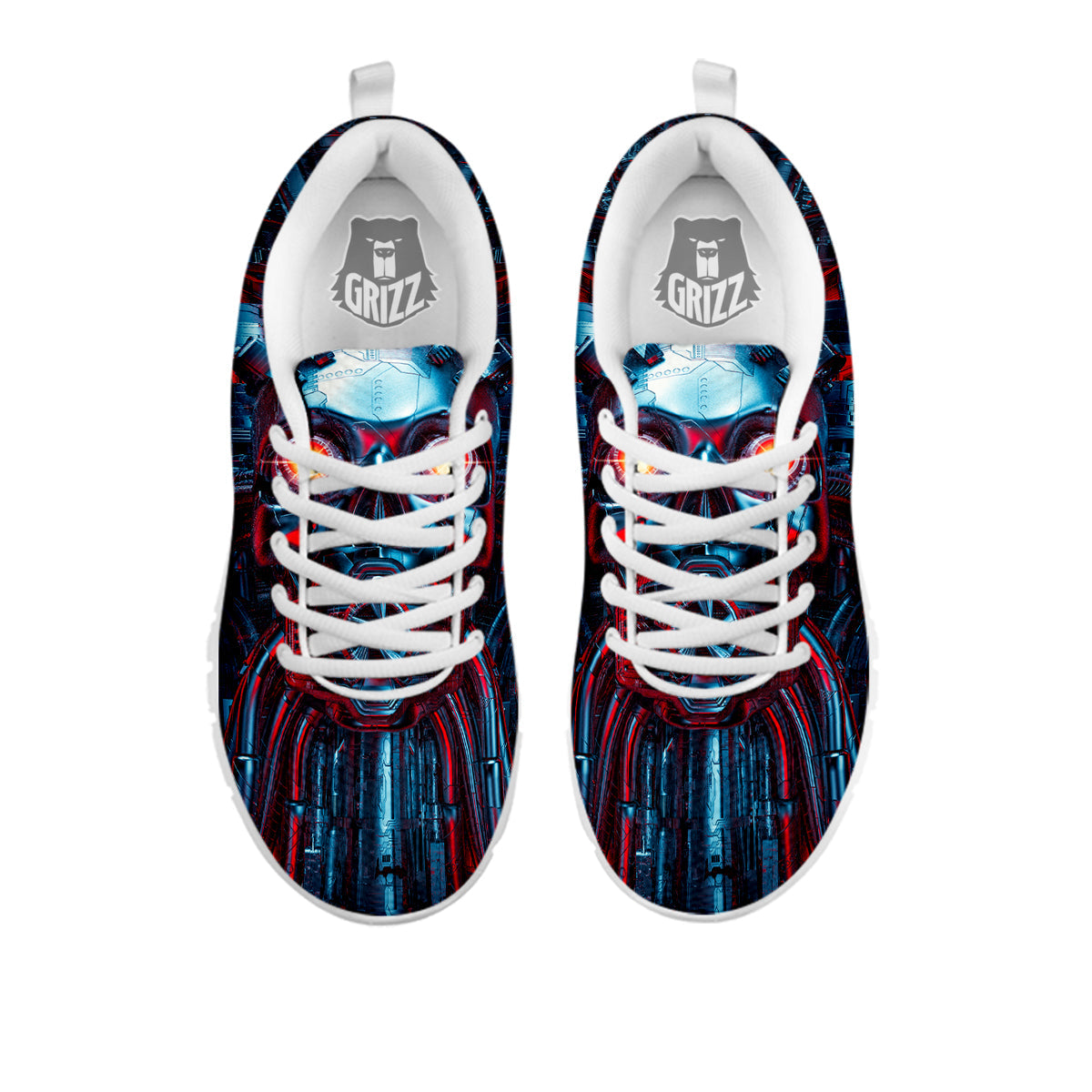 Red Machine Robot Print White Sneaker-grizzshop
