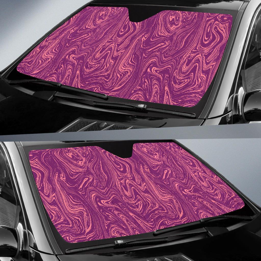 Red Marble Pattern Print Car Sun Shade-grizzshop