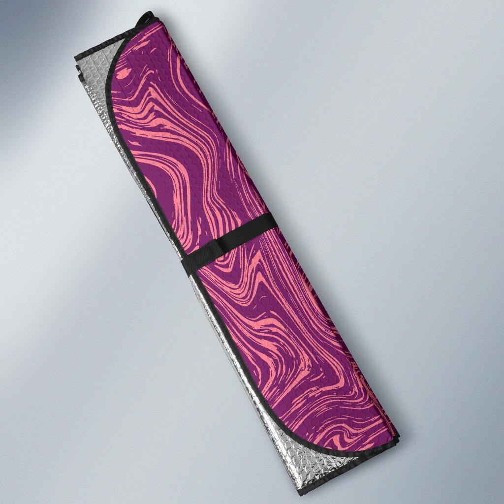 Red Marble Pattern Print Car Sun Shade-grizzshop