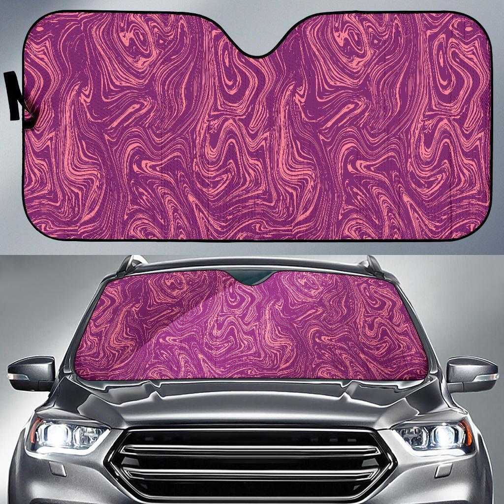 Red Marble Pattern Print Car Sun Shade-grizzshop