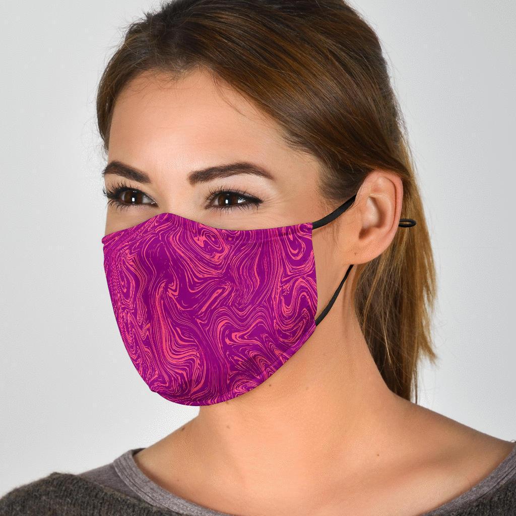 Red Marble Pattern Print Face Mask-grizzshop