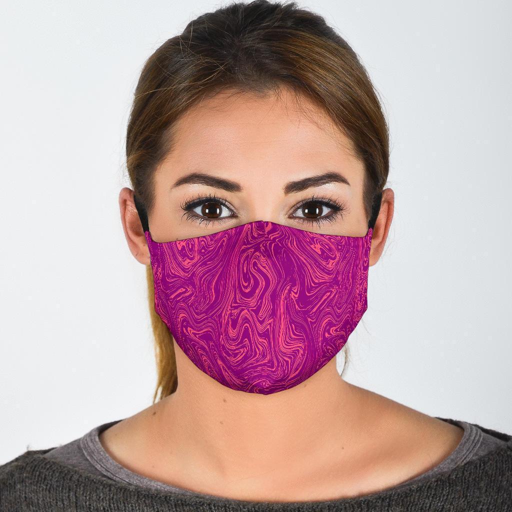 Red Marble Pattern Print Face Mask-grizzshop