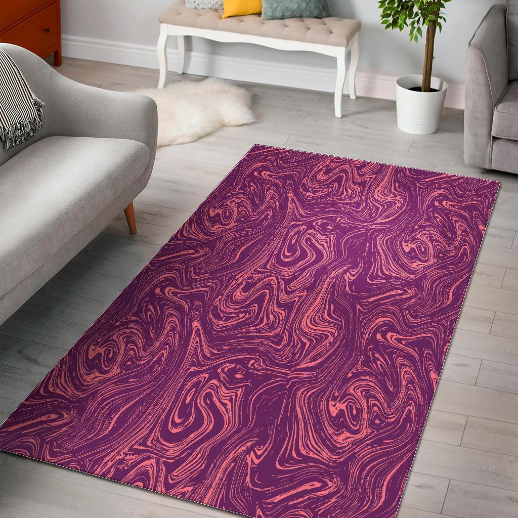 Red Marble Pattern Print Floor Mat-grizzshop