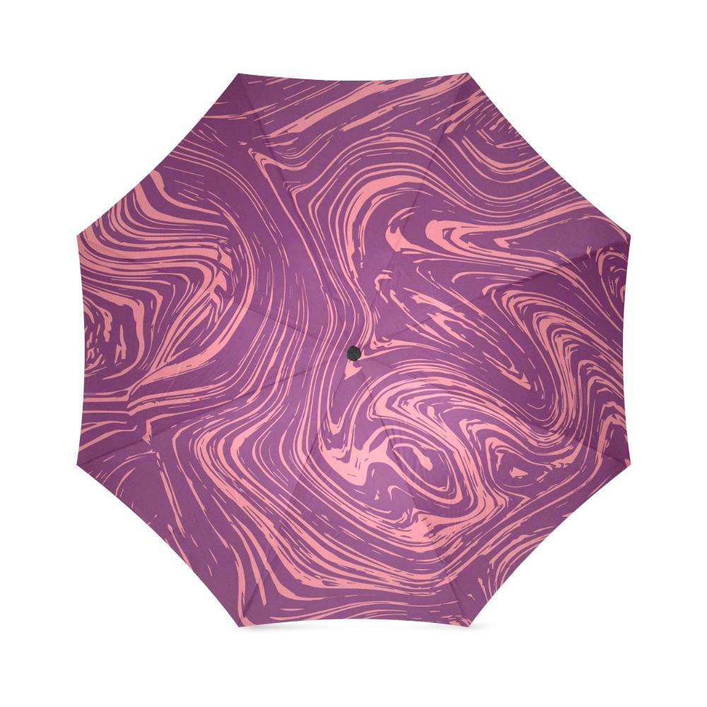 Red Marble Pattern Print Foldable Umbrella-grizzshop