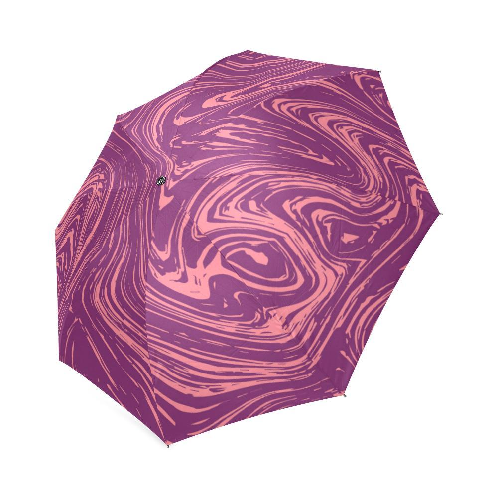 Red Marble Pattern Print Foldable Umbrella-grizzshop