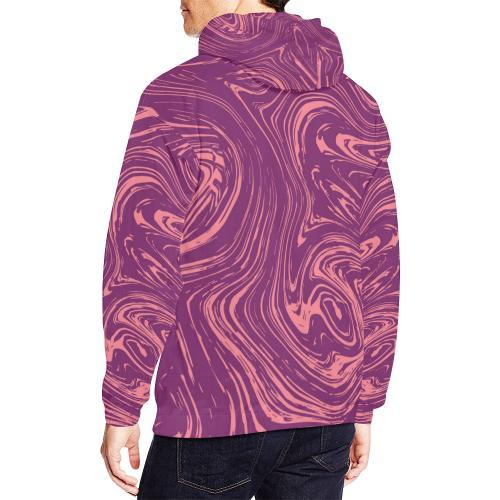 Red Marble Pattern Print Men Pullover Hoodie-grizzshop