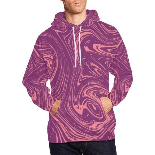 Red Marble Pattern Print Men Pullover Hoodie-grizzshop