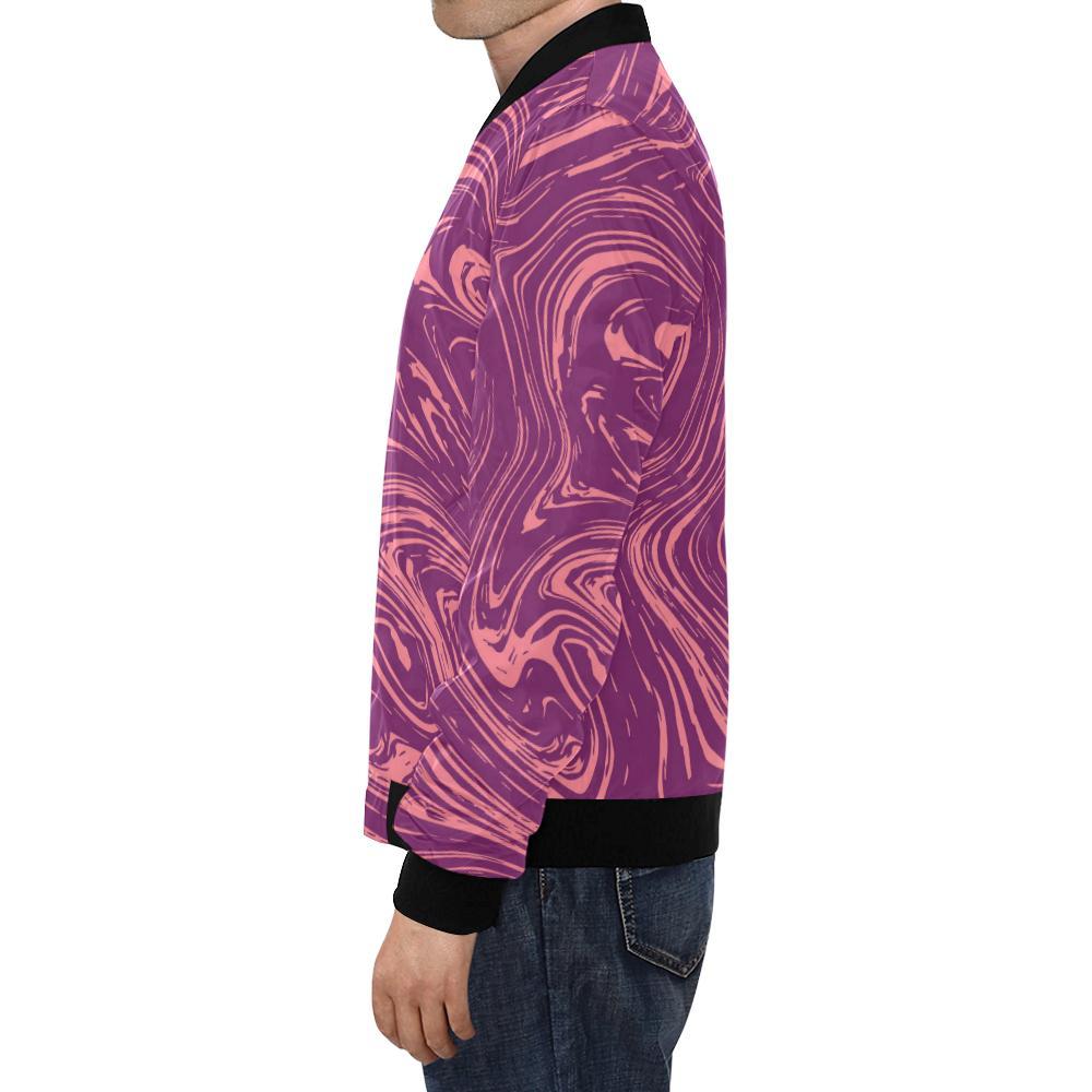 Red Marble Pattern Print Men's Bomber Jacket-grizzshop