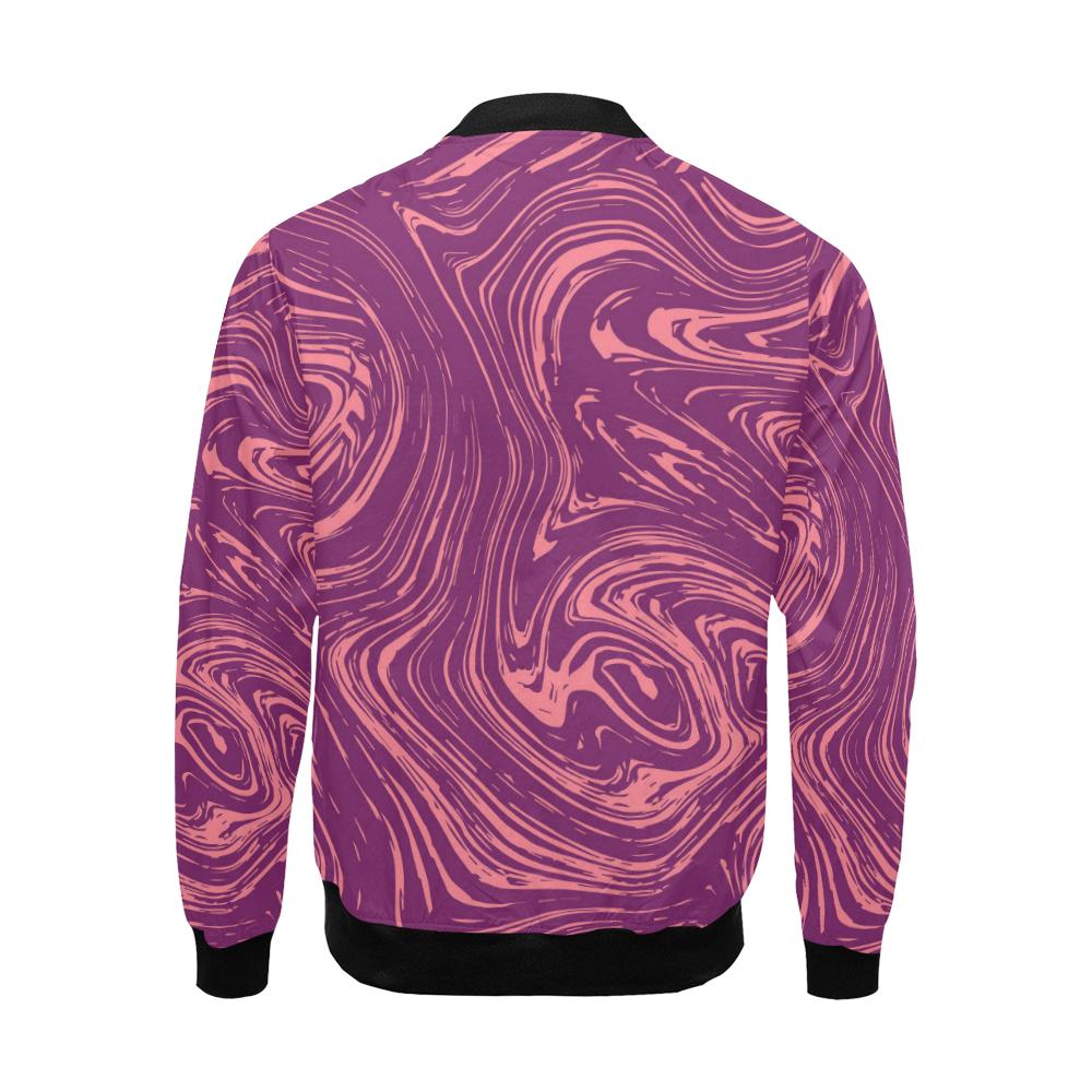 Red Marble Pattern Print Men's Bomber Jacket-grizzshop