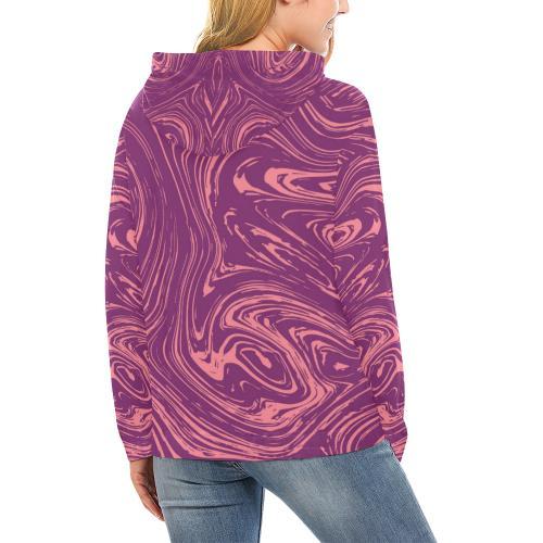 Red Marble Pattern Print Women Pullover Hoodie-grizzshop