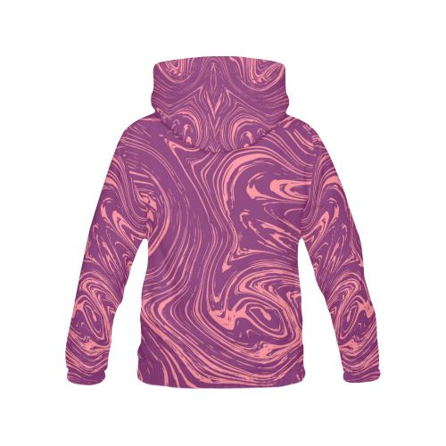 Red Marble Pattern Print Women Pullover Hoodie-grizzshop