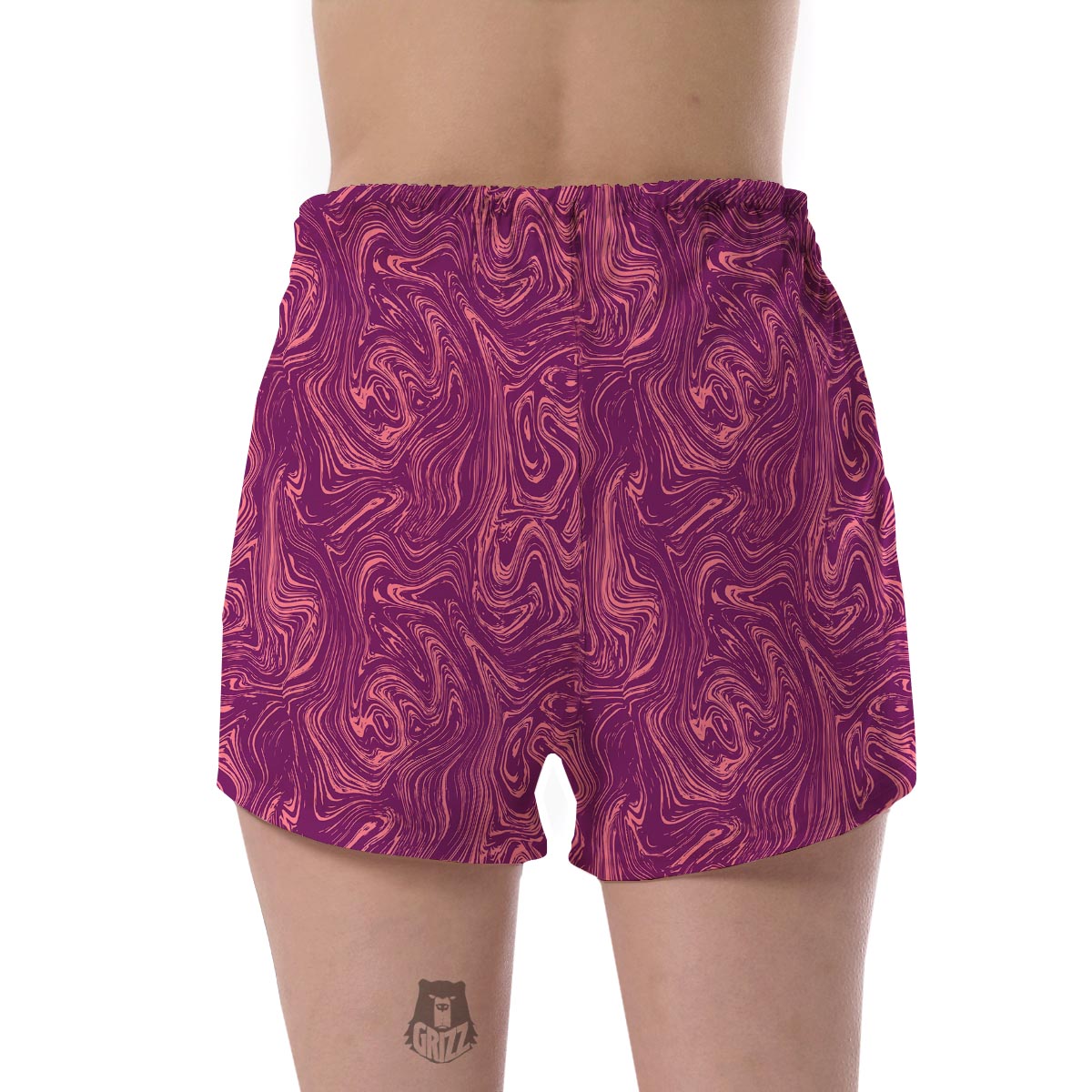 Red Marble Pattern Print Women's Shorts-grizzshop