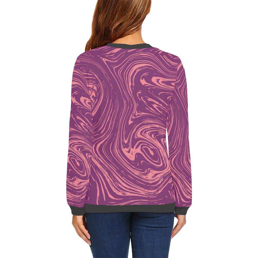 Red Marble Pattern Print Women's Sweatshirt-grizzshop