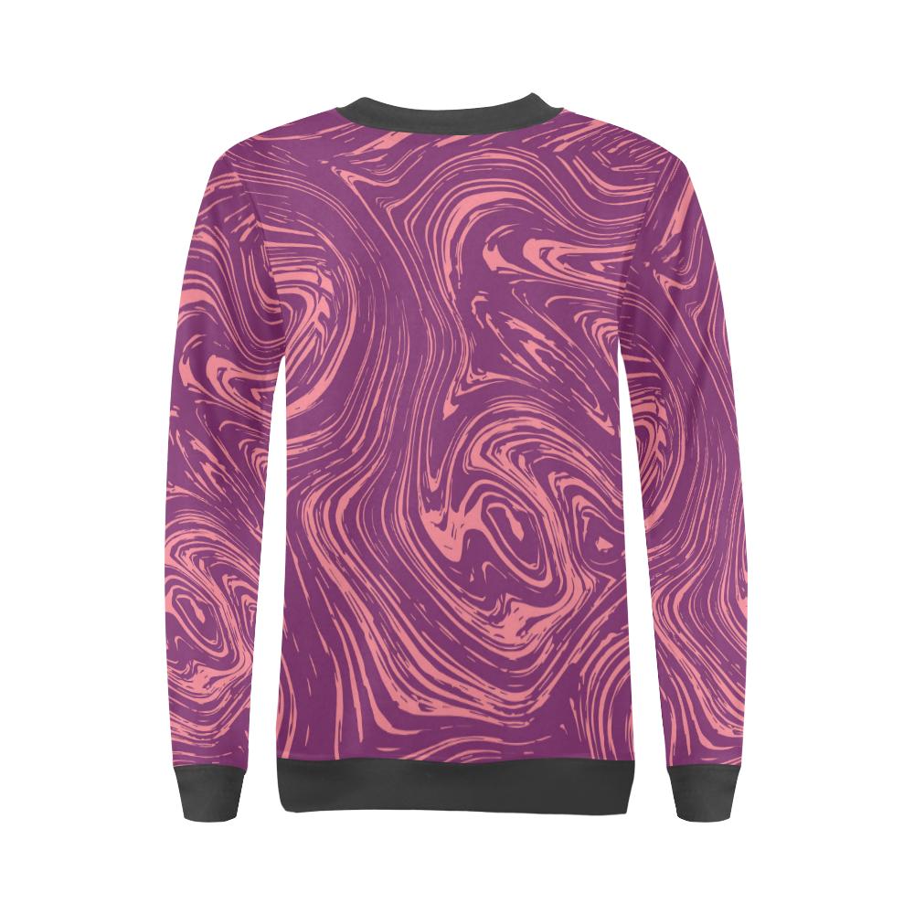 Red Marble Pattern Print Women's Sweatshirt-grizzshop