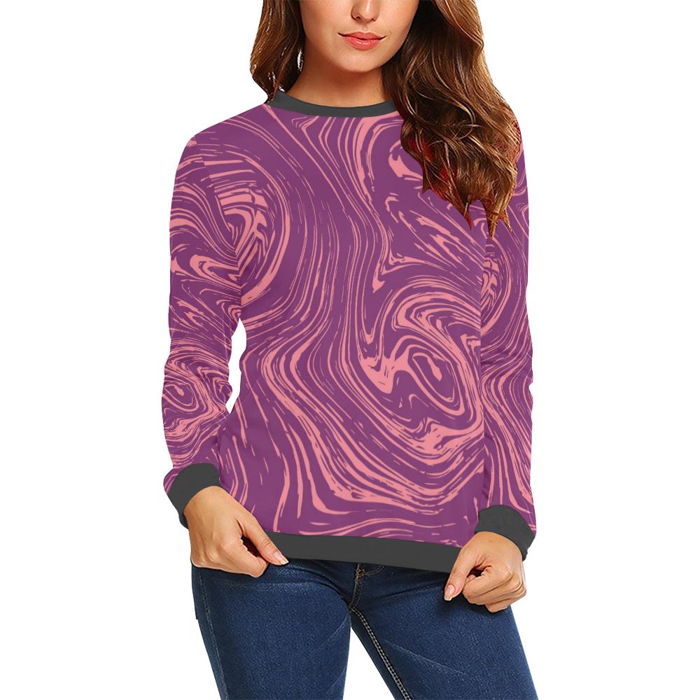 Red Marble Pattern Print Women's Sweatshirt-grizzshop