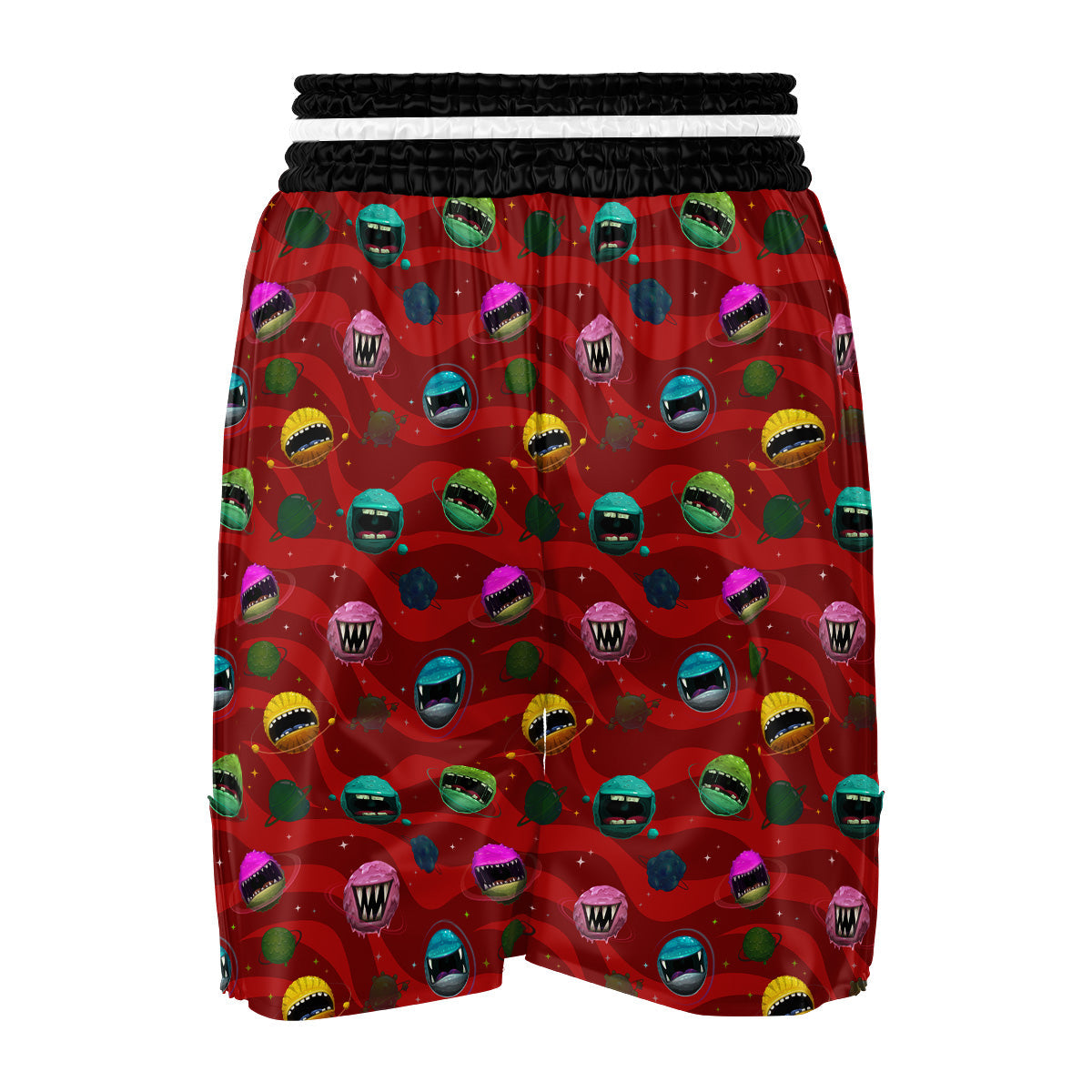 Red Monster Planets Print Pattern Boxing Shorts-grizzshop