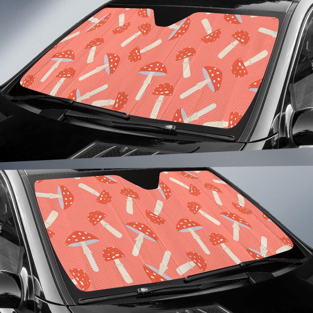 Red Mushroom Dot Pattern Print Car Sun Shade-grizzshop