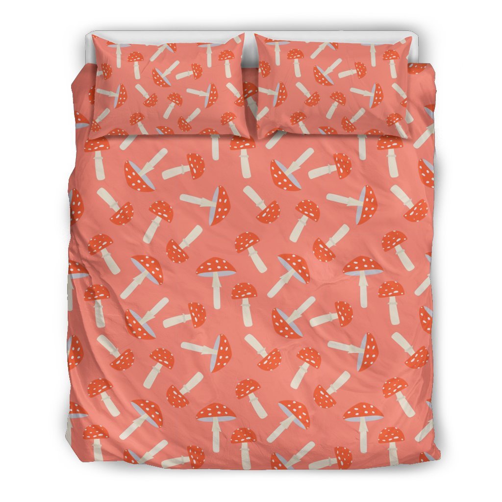 Red Mushroom Dot Pattern Print Duvet Cover Bedding Set-grizzshop