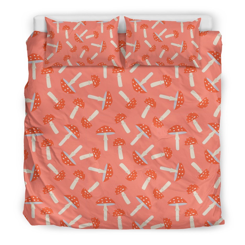 Red Mushroom Dot Pattern Print Duvet Cover Bedding Set-grizzshop