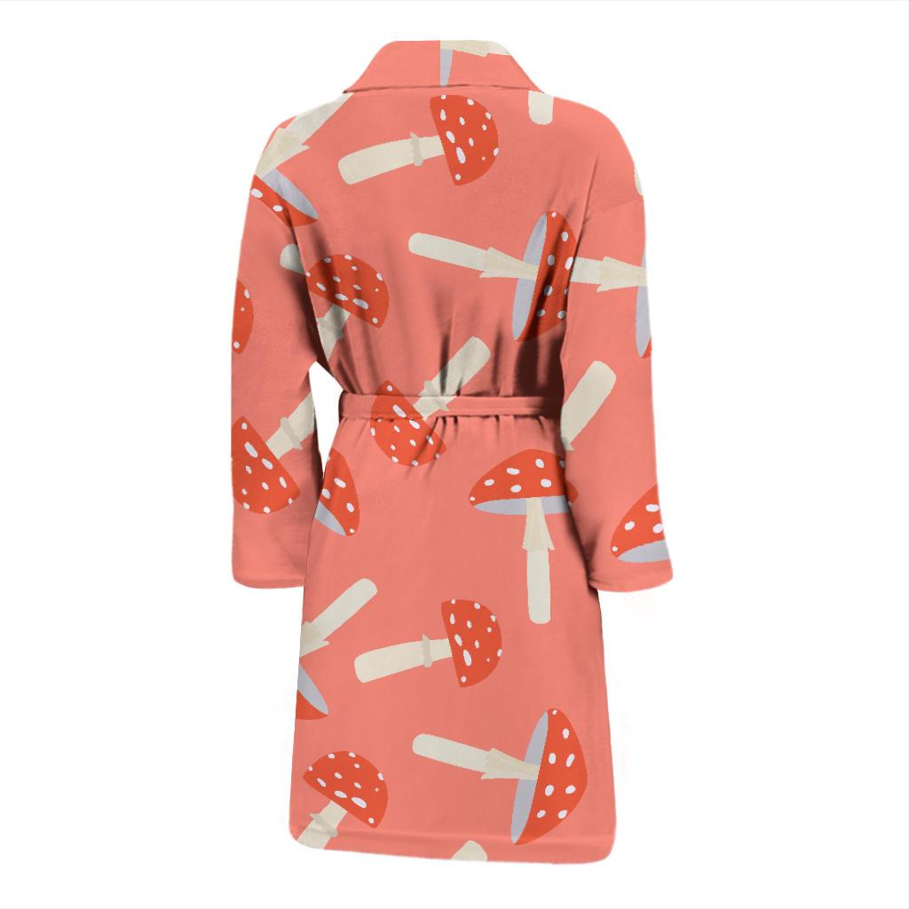 Red Mushroom Dot Pattern Print Men Long Robe-grizzshop