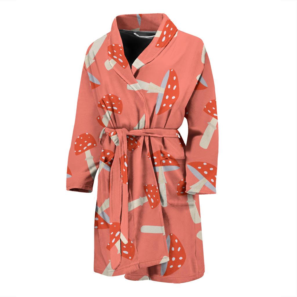 Red Mushroom Dot Pattern Print Men Long Robe-grizzshop