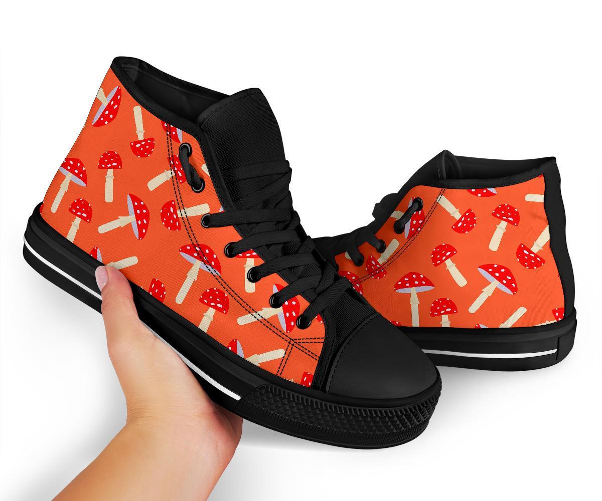 Red Mushroom Dot Pattern Print Men Women's High Top Shoes-grizzshop